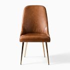 Mid-Century High-Back Leather Dining Chair - Metal Legs