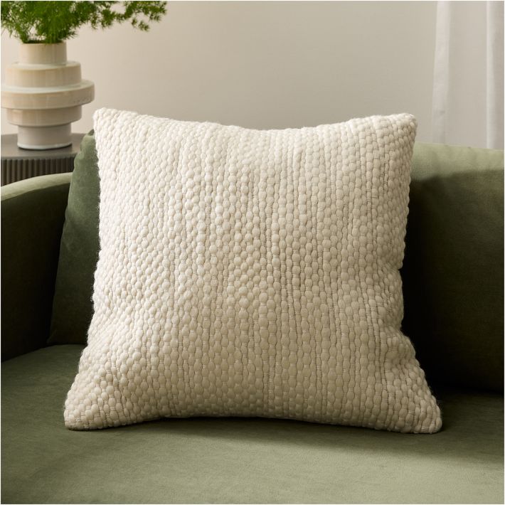 Soft Pebble Pillow Cover 20x20 White Alabaster Down Alt Insert West Elm