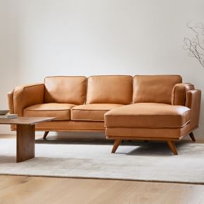 Zander 91.5 Right 2 Piece Chaise Sectional Ludlow Leather Gray Gray Smoke Almond West Elm