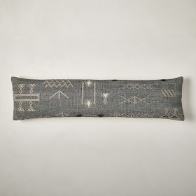 Minimal Handwoven Viscose Pillow Cover 12x46Midnight w Down Alternative Pillow Insert West Elm