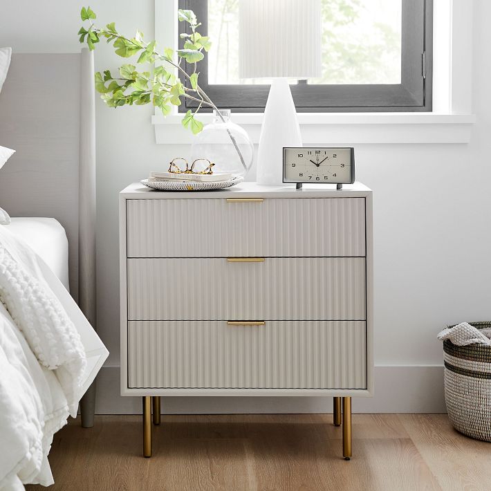 Bedroom Nightstand w/ 3 outlets Drawers