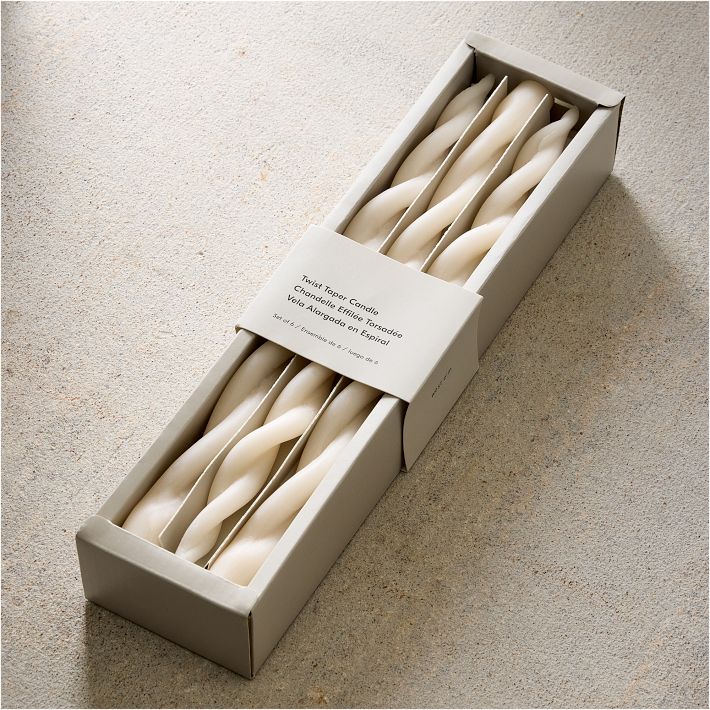 Double Twist Taper Candles Set of 6, White