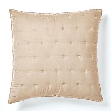 Set Of 2 West Elm Pillow Sham factory Euro - Lush Gold Oak Velvet Tack Stitch 26 X 26