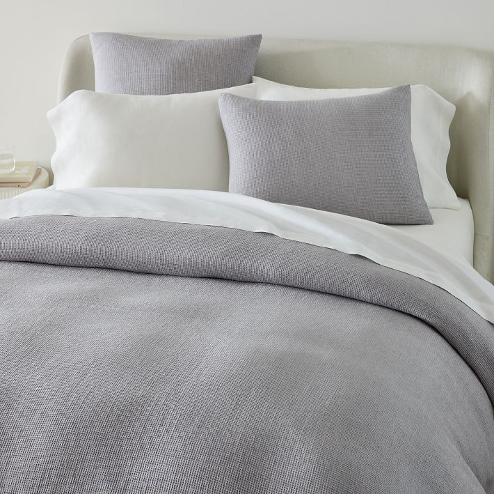 European Flax Linen Mini Waffle Duvet Cover & Shams Clearance West Elm
