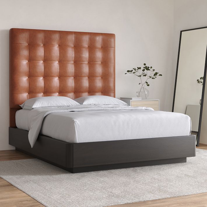 Tall leather headboard king discount