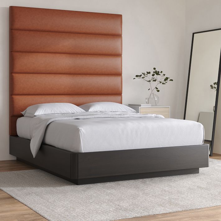Panel Tufted Wall Mounted Headboard - Leather | West Elm