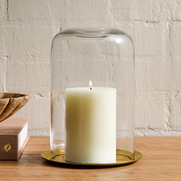 Kuba Glass & Metal Cloche in Polished Brass