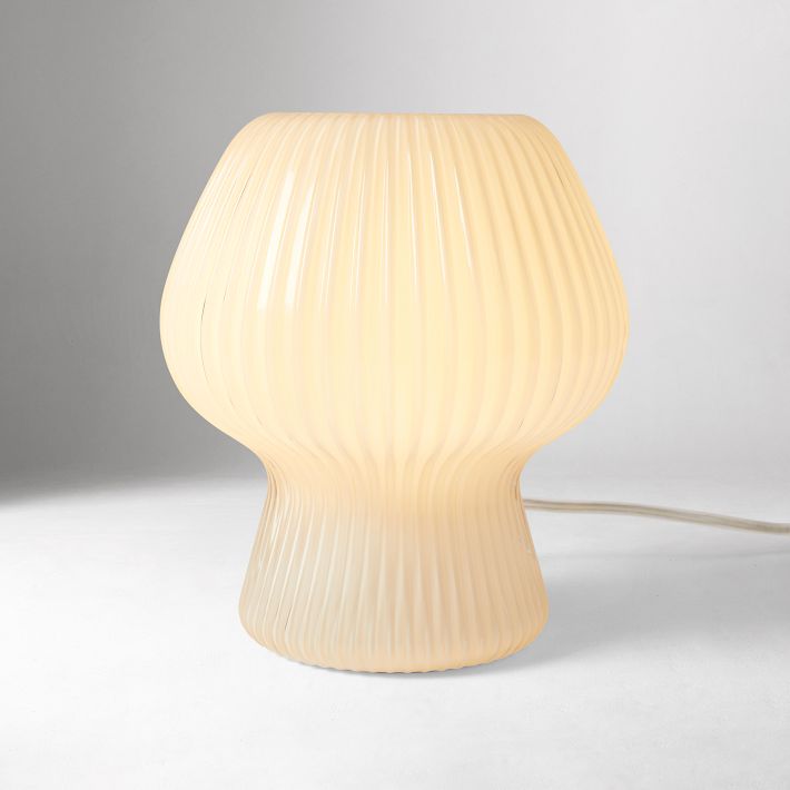 9" Champagne Ribbed Glass Table Lamp