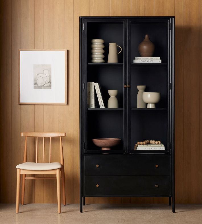 Tall glass storage cabinet discount