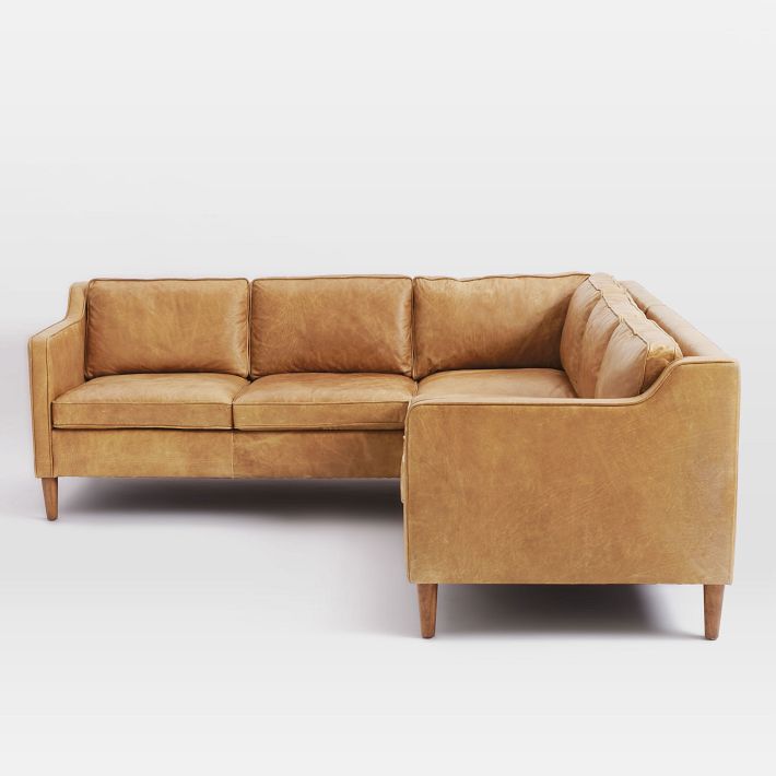Hamilton 98 3 Piece Sectional Charme Leather Oxblood Almond West Elm