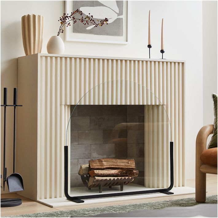 Modern fireplace screen discount