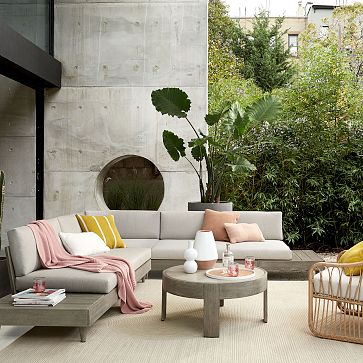 Portside Low Outdoor 3 Piece L Shaped Sectional 112 West Elm
