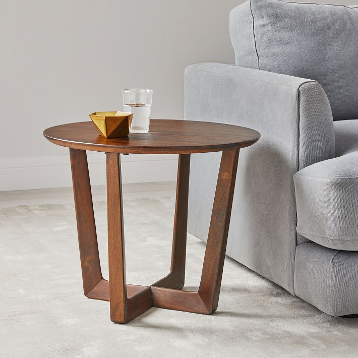 Stowe Cool Walnut Round Side Table West Elm