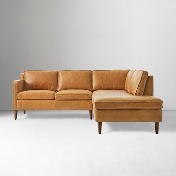 Hamilton Leather 2 Piece Bumper Chaise Sectional 88 98 West Elm