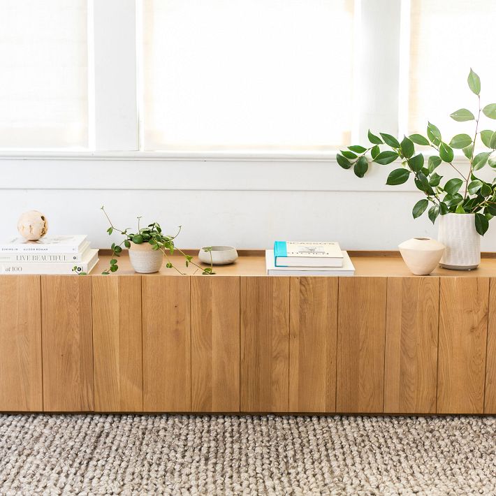 Modern Paneled Wood Media Console 72