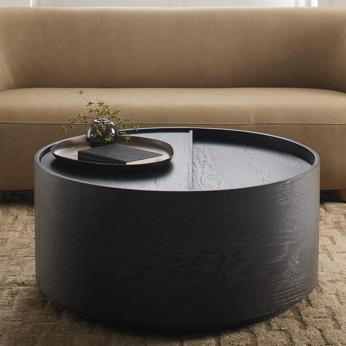 Volume Round Storage Coffee Table Elegant Design West Elm