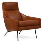 Austin Stationary Chair, Poly, Saddle Leather, Nut, Dark Pewter