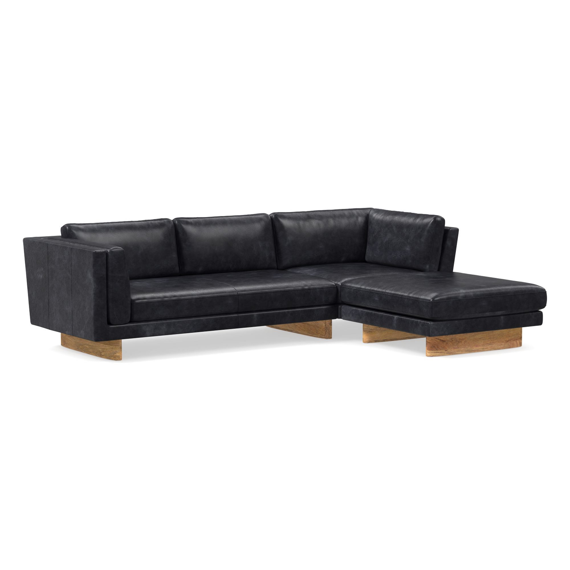 Anton Leather Piece Chaise Sectional Wood Legs | Sofa With West Elm