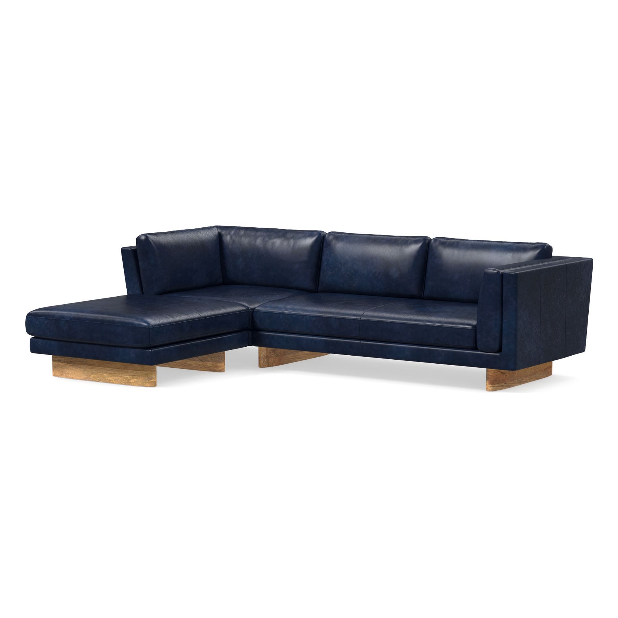 Anton Leather Piece Chaise Sectional Wood Legs | Sofa With West Elm