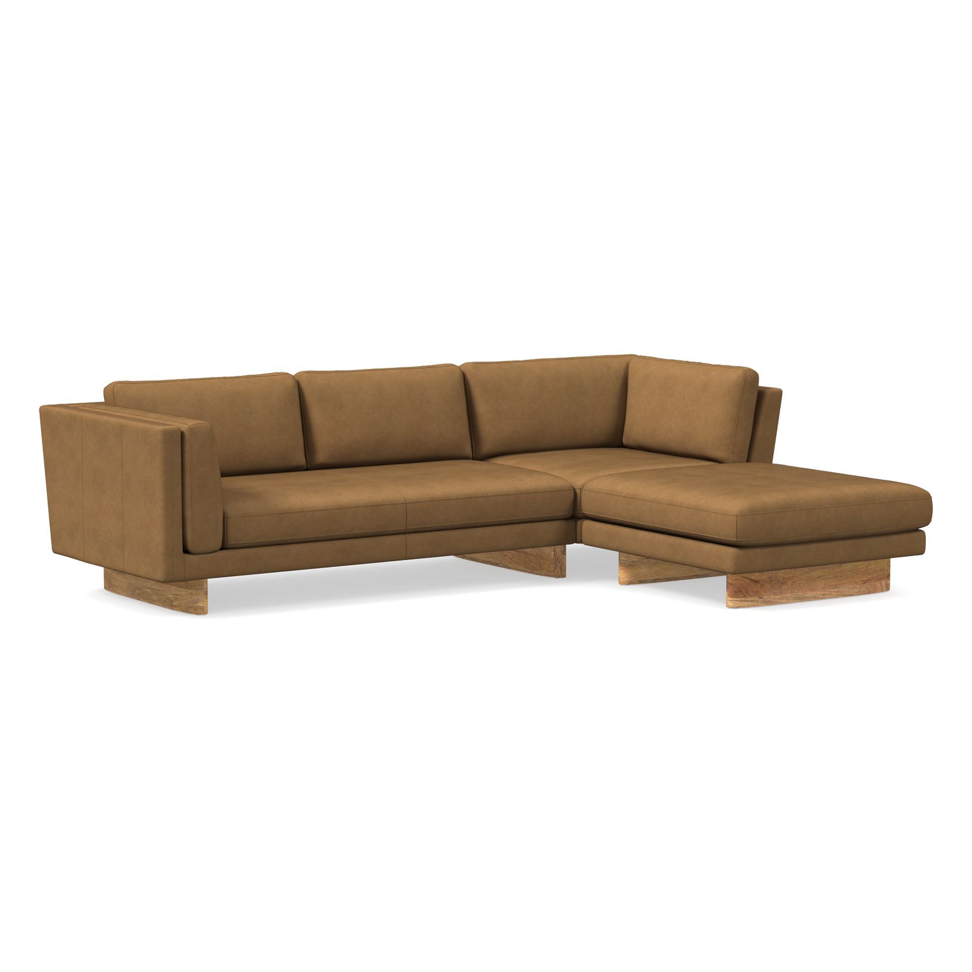 Anton Leather Piece Chaise Sectional Wood Legs | Sofa With West Elm