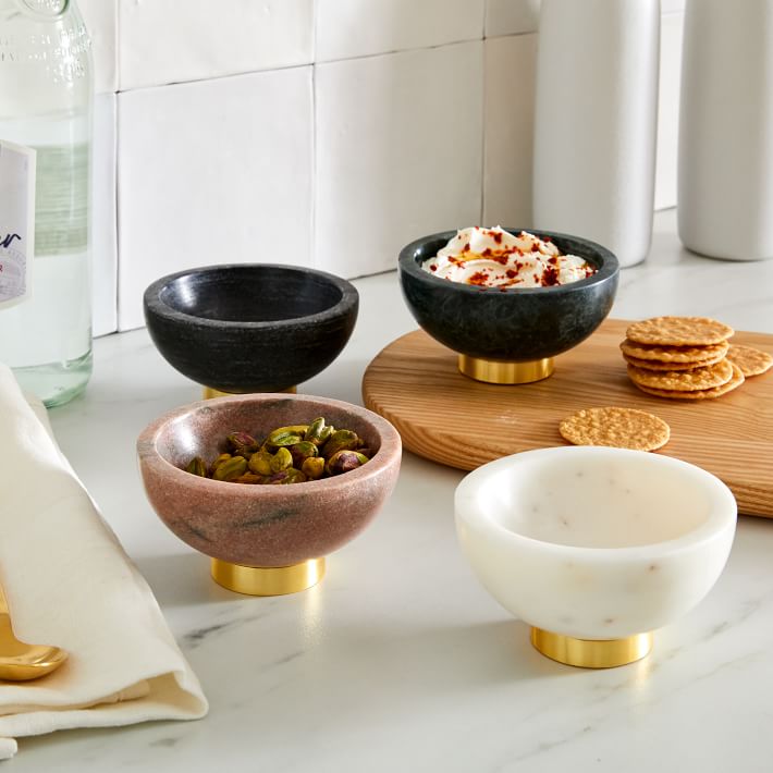 4" Marble & Brass Dip Bowls
