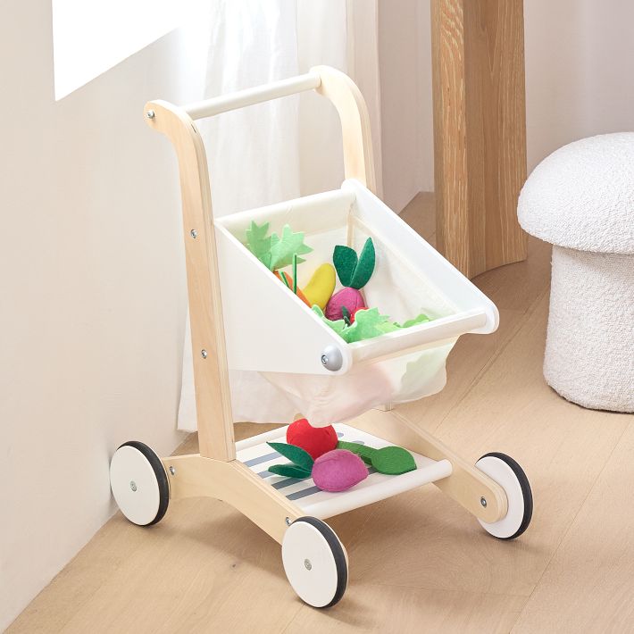 Kids wooden shopping cart on sale