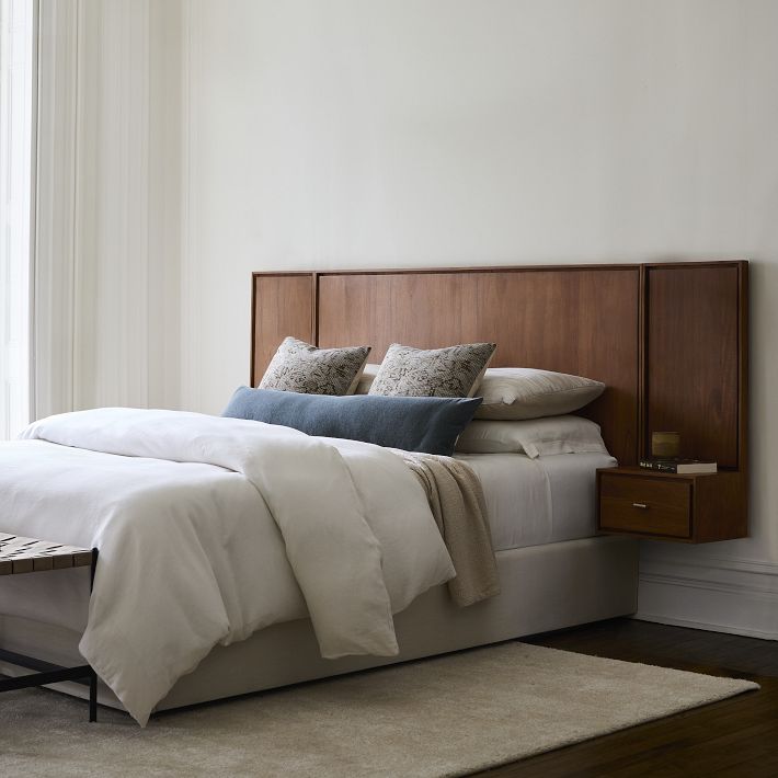 Queen headboard with floating nightstands discount