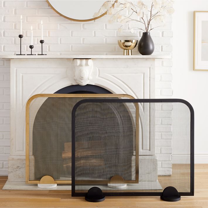 Modern fireplace screen discount