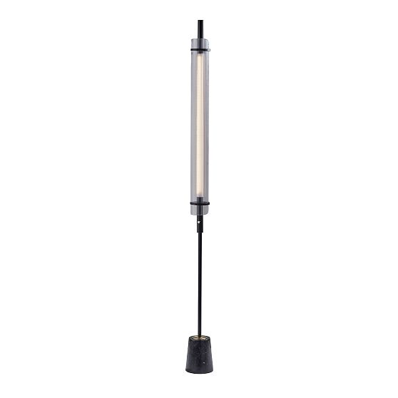 Modern Black LED Floor Lamp with Marble Base, 71"