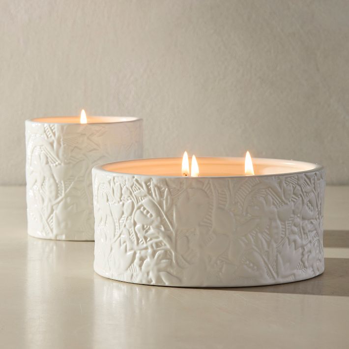 Embossed Ceramic Filled Candles Bergamot West Elm