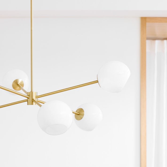 Staggered Glass 6 Light Chandelier 37 Milk