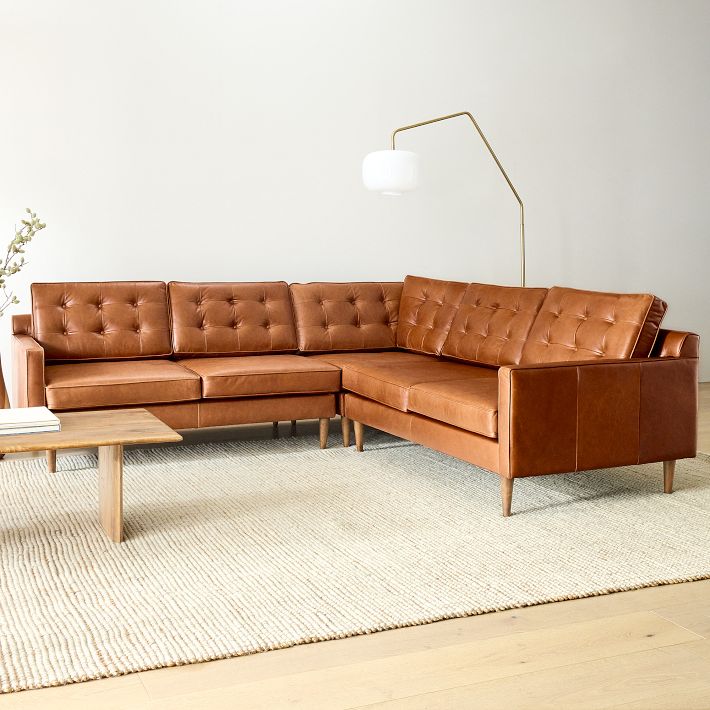 Drake Leather 3-Piece L-Shaped Sectional (100&quot;)