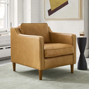 Hamilton Chair Charme Leather Black Licorice Almond West Elm