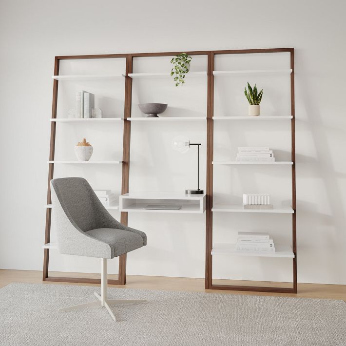 Ladder Shelf Desk &amp; Wide Bookshelf Set (78&quot;)