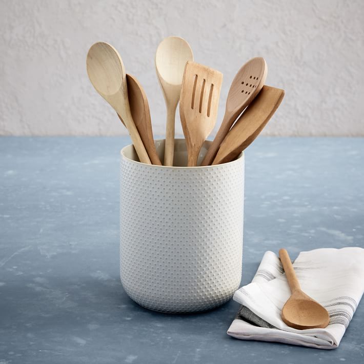 Textured Stoneware Utensil Holder