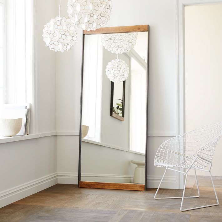 Industrial Wood Frame Floor Mirror