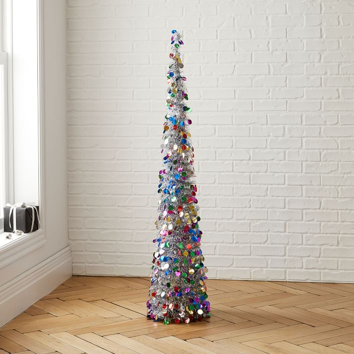 Pop-Up Tinsel Tree - Silver