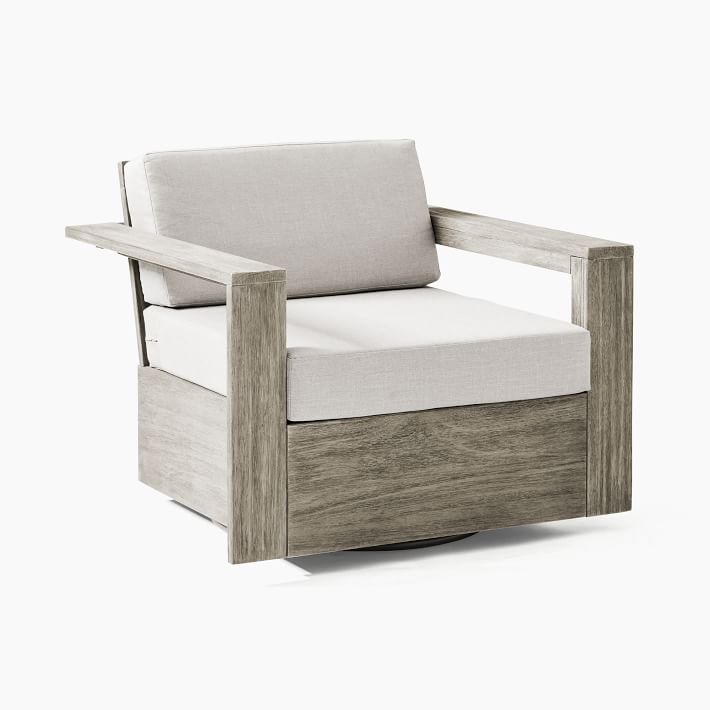 Portside Outdoor Swivel Chair Reef Pearl Gray Individual West Elm