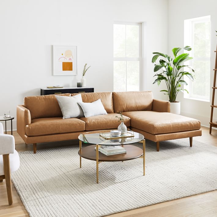 Haven Loft Leather 2 Piece Chaise Sectional Modern Comfort West Elm