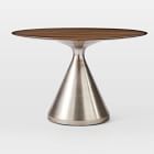 Silhouette Pedestal Round Dining Table - Dark Walnut/Brushed Nickel