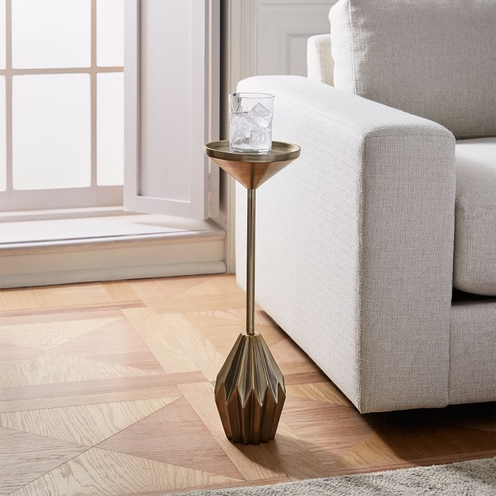 Faceted Brass Drink Table 7.5