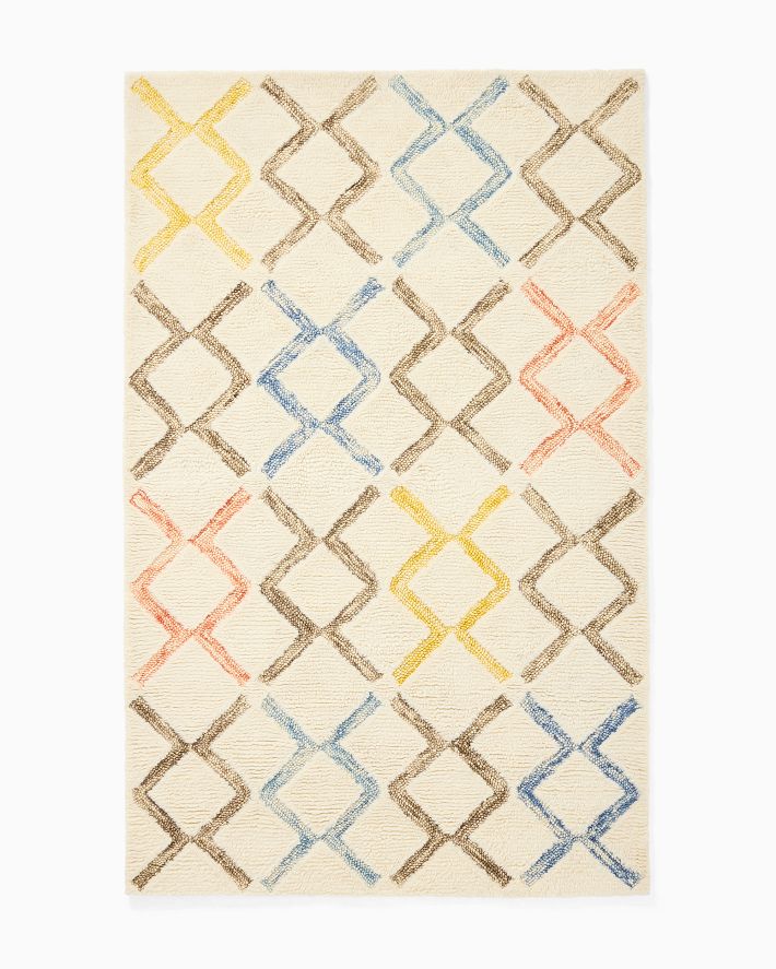 Rainbow Diamond Shag Rug