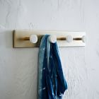 Deco Metal &amp; Marble Hook Rack - White &amp; Brass