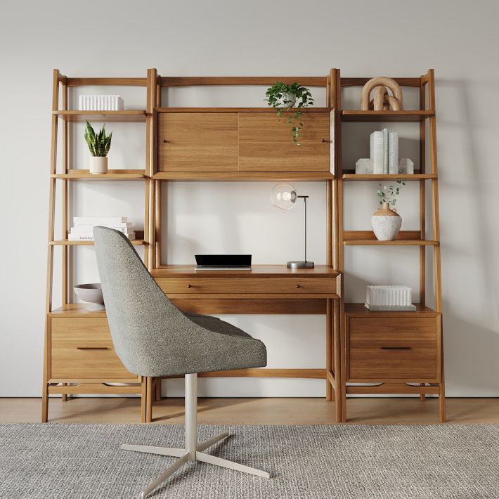 Mid-Century Wall Desk &amp; Shelf Set (82&quot;)