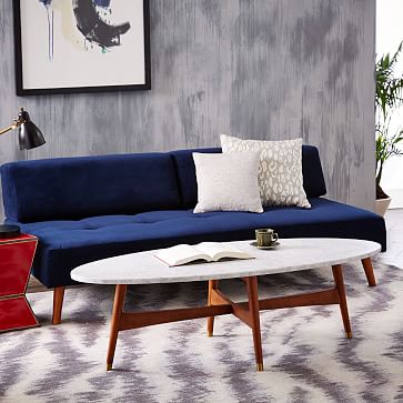 Reeve Mid Century Oval Coffee Table Marble Top West Elm