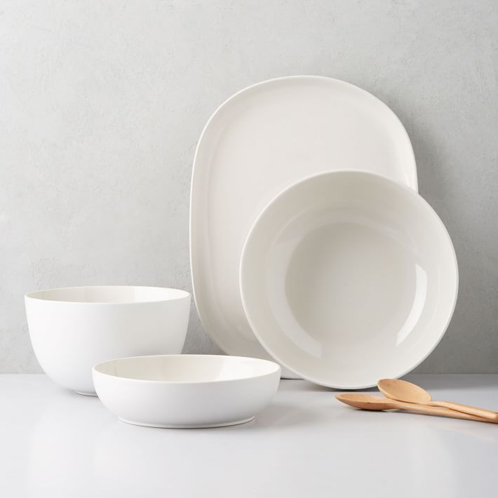 Kaloh Stoneware Low Serve Bowl - 10.6"D - White