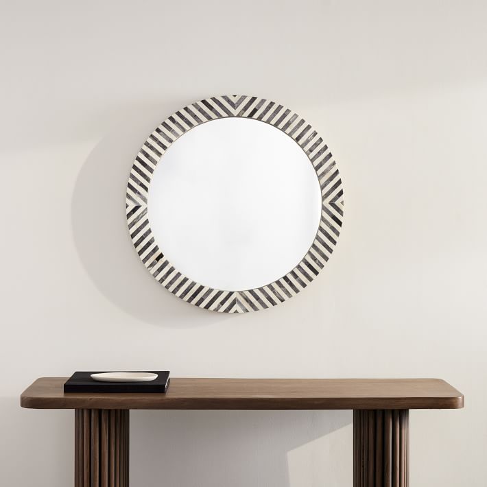 Parsons Gray Bone Inlay Round Wall Mirror