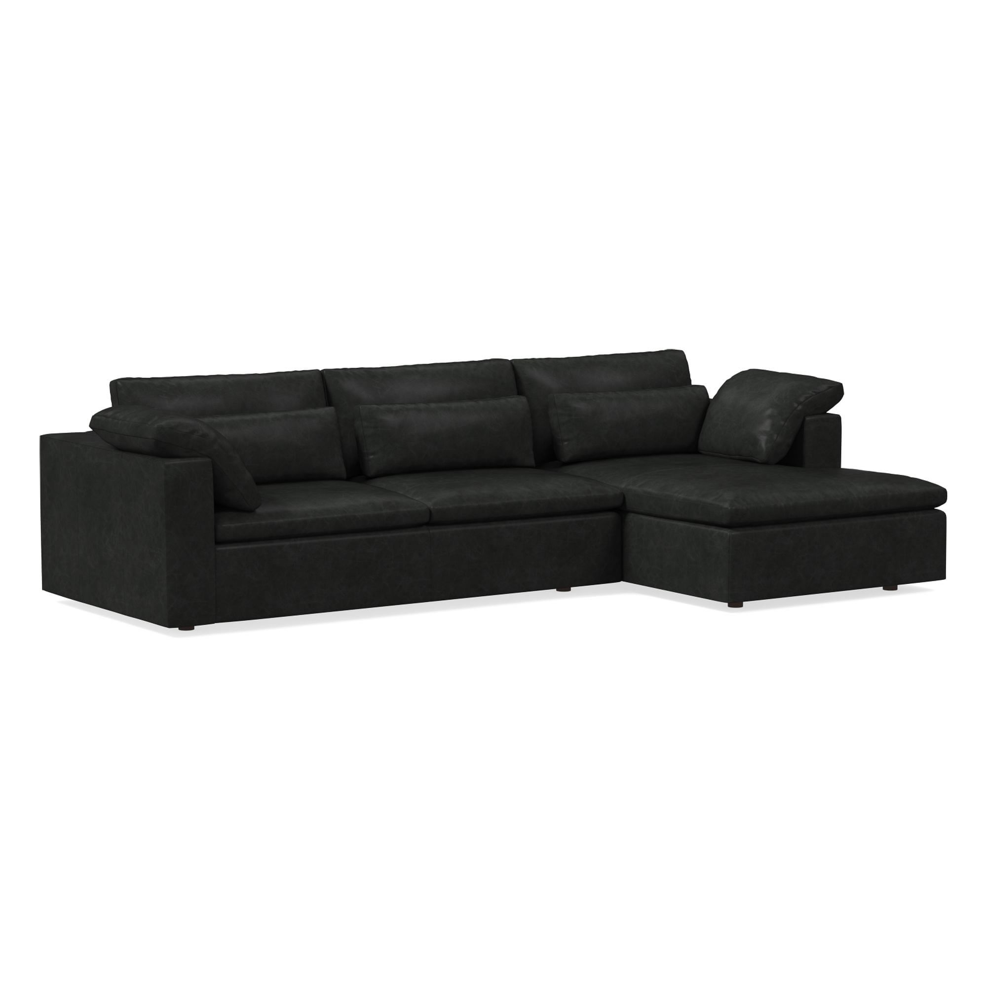 Harmony Modular Leather 2-Piece Sleeper Sectional w/Storage Chaise (123") | West Elm