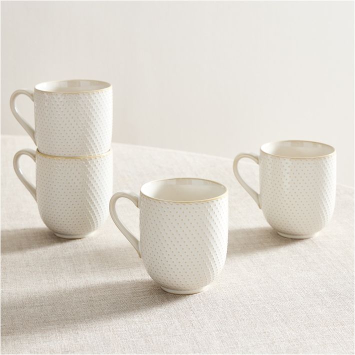 Textured Stoneware Mug Sets - Dots (set of 4)