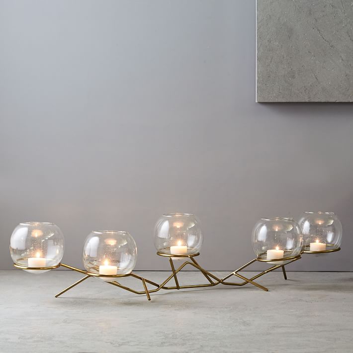 Brass & Glass Globe Votive Centerpiece